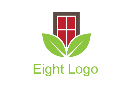 window with leaves logo