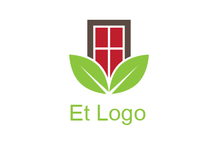 window with leaves logo