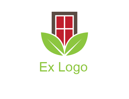window with leaves logo