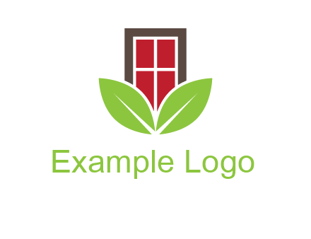 window with leaves logo