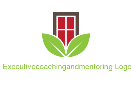 window with leaves logo