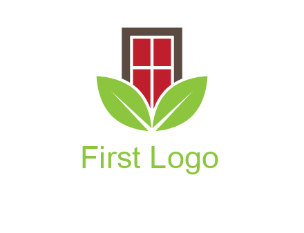 window with leaves logo