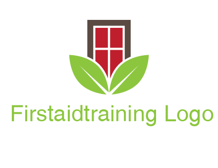 window with leaves logo