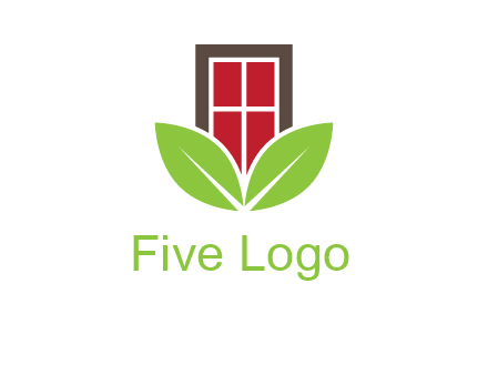 window with leaves logo