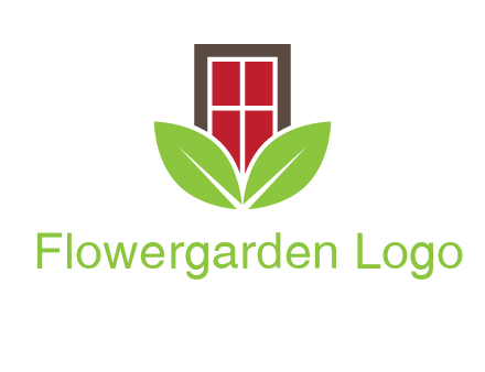 window with leaves logo