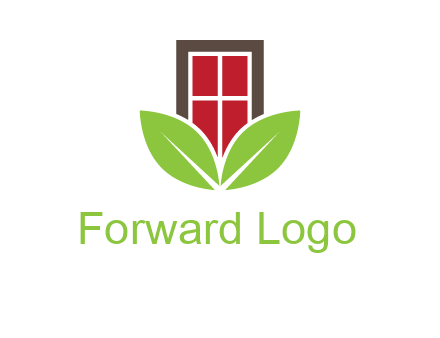 window with leaves logo