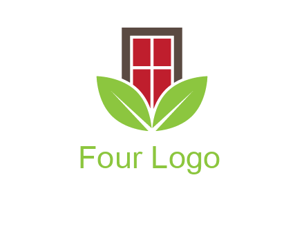 window with leaves logo