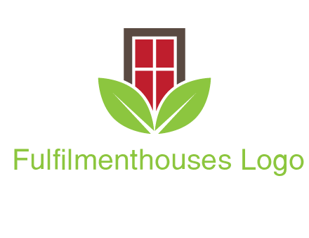 window with leaves logo
