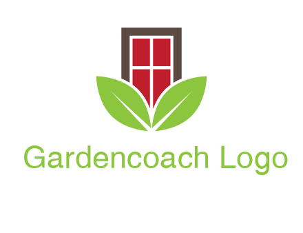 window with leaves logo