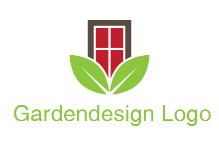 window with leaves logo
