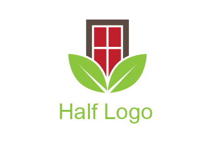 window with leaves logo