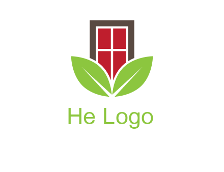 window with leaves logo