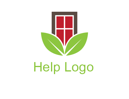 window with leaves logo