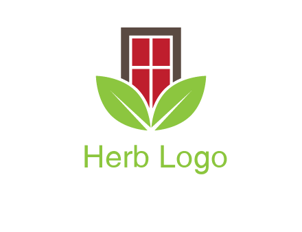 window with leaves logo