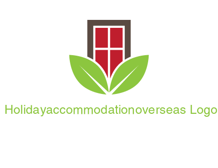 window with leaves logo