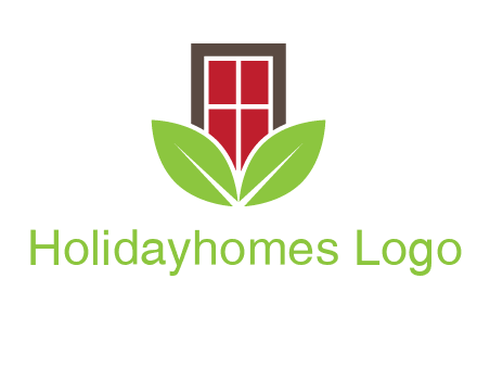 window with leaves logo