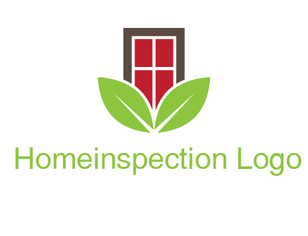 window with leaves logo