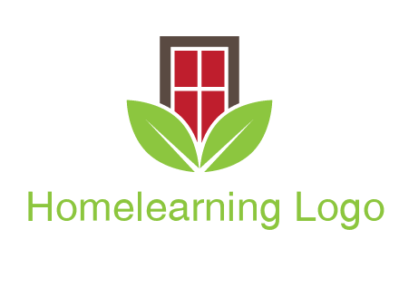 window with leaves logo