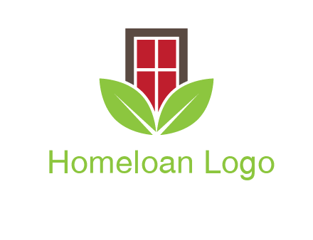 window with leaves logo