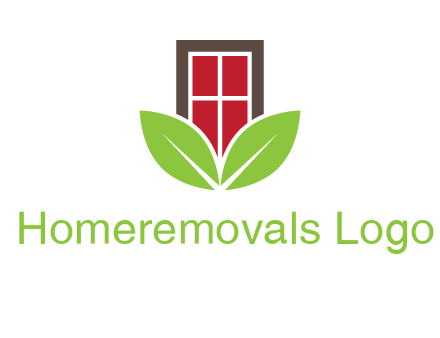 window with leaves logo