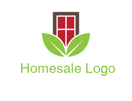 window with leaves logo