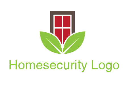 window with leaves logo