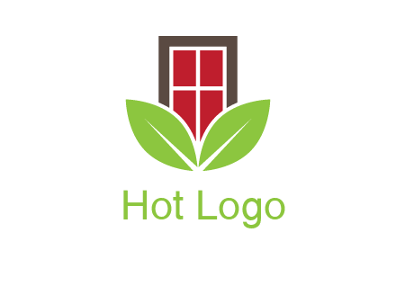 window with leaves logo