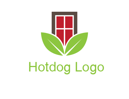 window with leaves logo