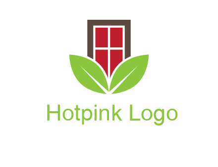 window with leaves logo