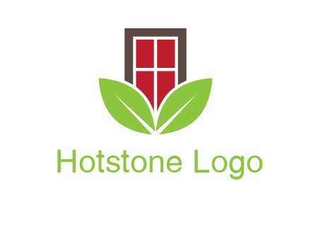window with leaves logo