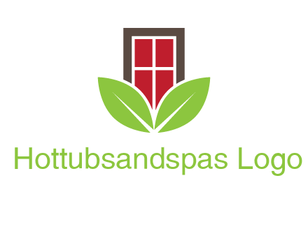 window with leaves logo
