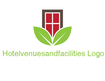 window with leaves logo