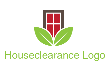 window with leaves logo