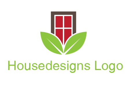 window with leaves logo
