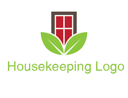 window with leaves logo