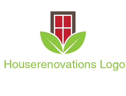 window with leaves logo