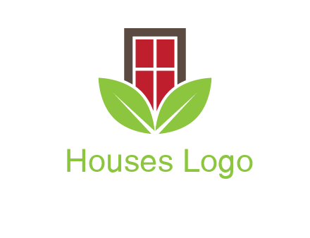 window with leaves logo