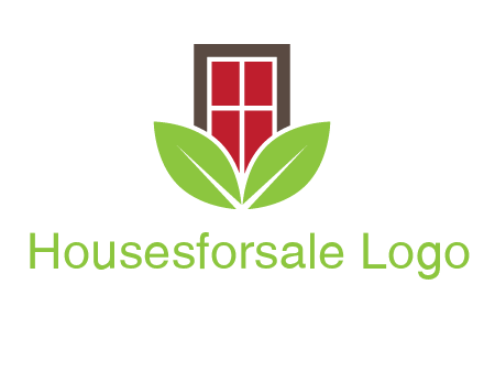 window with leaves logo