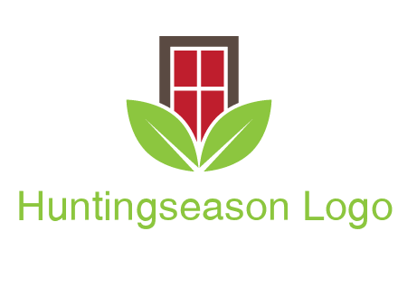 window with leaves logo