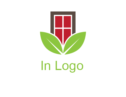 window with leaves logo