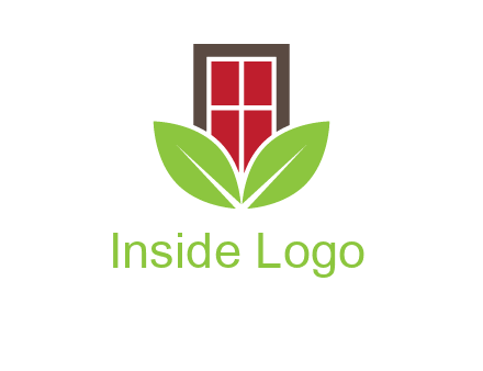 window with leaves logo
