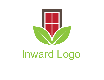 window with leaves logo