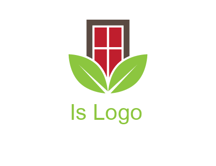 window with leaves logo