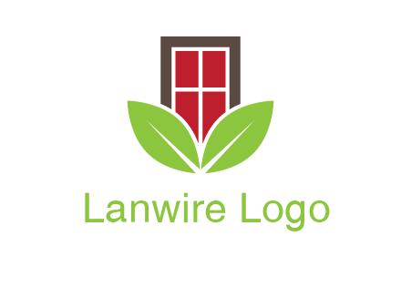 window with leaves logo