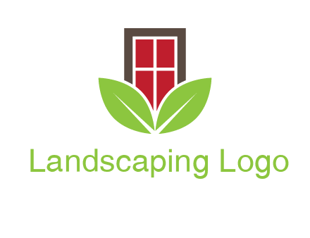 window with leaves logo