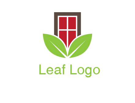 window with leaves logo