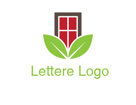 window with leaves logo