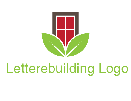 window with leaves logo