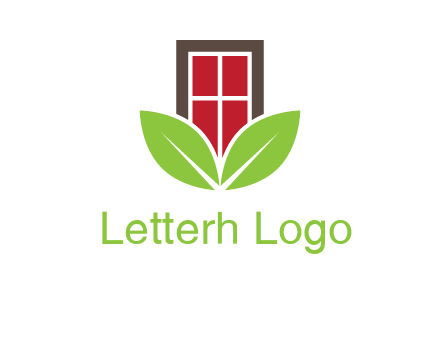 window with leaves logo