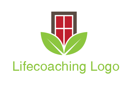 window with leaves logo